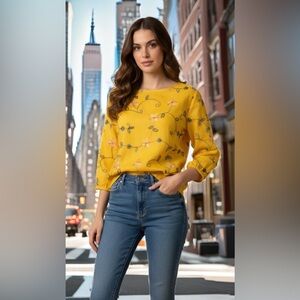 0147 Beautiful Yellow Floral Blouse